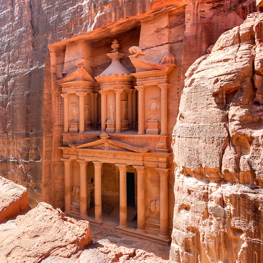 Tesoro de Petra (o Al-Khazneh) en Jordania. Reserva en Viajes Comfama