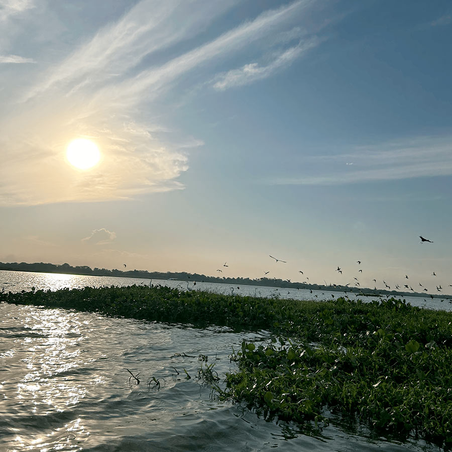 Atardecer sobre el Río Magdalena cerca de Santa Cruz de Mompox, Colombia. Compra tu paquete en Viajes Comfama